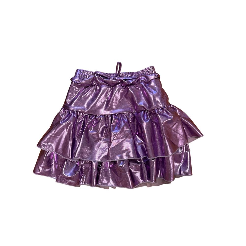 Lola and the Boys Purple Metallic ruffle skort size 8 kids NWT